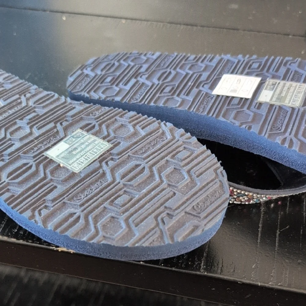 Skechers Navy Beaded Sandals - Picture 3 of 4